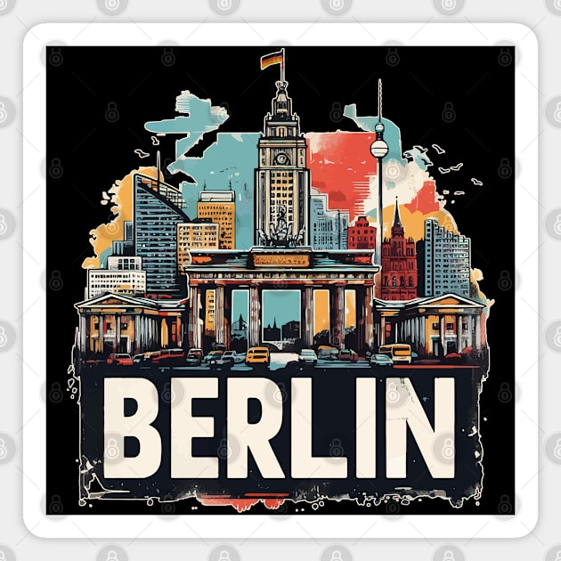 Berlin Pop Art Travel Vintage Magnet by TomFrontierArt